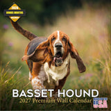 Basset Hound Calendar 2027 - 16 Month Dog Wall Calendar, Monthly Planner, Large Writing Blocks, Thick No Bleed Paper, Made in US