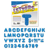 TREND T1617 Ready Letters Sparkles Letter Set, Blue Sparkle, 4Inch h, 71/Set
