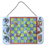 Caroline'S Treasures Crab And Shrimp Checkerboard Aluminum Metal Wall Or Door Hanging Prints, 8 X 12