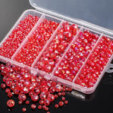 Song Xi 1250PCS 5 Different Size Red Crystal Beads for Jewelry Making, Rondelle Glass Beads for Bracelets Necklace, Earring and