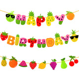 Fruit Theme Birthday Party Decorations Happy Birthday Felt Banner Fruit Patterns Garland for Summer Fruit Themed Party Baby Show