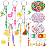 Landical 564 Pcs Summer DIY Bead Keychain Kit Key Chain Making Craft Adjustable Letter Beads String Mama Sport Gift Alphabet Jew