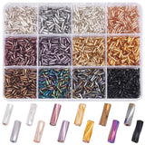 PH PandaHall 3540pcs 12 Metallic Dark Colors Glass Bugle Beads 6mm Twisted Tube Beads Long Bugle Seed Beads Loose Spacer Beads C
