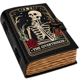 Hindoro Leather Bound Gothic Journal with Deckle Edge Paper Vintage Witchy Skull Grimoire Diary, Antique Lock Handmade Noteboo