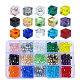 Chengmu 8mm Cube Glass Beads for Jewelry Making 300pcs Faceted Square Shape Colourful Crystal Spacer Beads Assortments Supplies