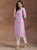 Libas Women'S Cotton Printed Straight Kurta (29049R Pink Pink 2Xl
