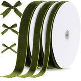 Yilloog 3/8 5/8 1 90 Yards Christmas Velvet Ribbon Vintage Satin Fabric Velvet Ribbon Roll for Christmas Tree Ornaments De