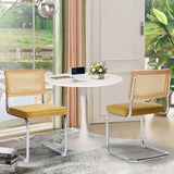 SoarTalent 3-Pieces 31.5 Round Dining Table Set for 2, White Dining Table & Velvet Upholstered Dining Chairs Set of 2 for Kitche