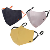 Masq By QOne Dash 4 Layer Reusable, Washable With Ear Adjusters, AntiBacterial (Bfe>99%) Embroidered Cotton Cloth Face Mask Fo