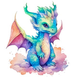 Fabric Panel 8x8 Baby Dragon 100% Cotton Quilting Sewing Block AM1421