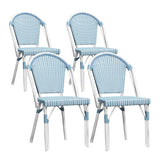 PURPLE LEAF Outdoor Dining Chair Set of 4 Hand-Woven Wicker Rattan Chairs for Outdoor Garden Kitchen Backyard Porch White Print
