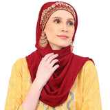 Crown Maroon Bridal Scarf