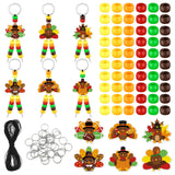577 Pcs Turkey Beaded Wooden Keychain Craft Kit Fall Beads Mixed DIY Thanksgiving Day Thankful Turkey Beaded Key Chain Making Cr