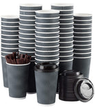 Disposable Coffee Cups with Lids and Straws - 16 oz (90 Set) Togo Hot Paper Coffee Cup with Lid To Go for Beverages Espresso Tea
