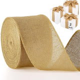 Chuangdi 40 Yard 2 Inches Burlap Ribbon Wide Jute Ribbon Natural Burlap Fabric Roll Wired Edge for Wreaths, Christmas Tree Decor