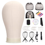 22 Canvas Block Mannequin Head for Wig Making, Hair Weaving, Styling and Display - Realistic Canvas Wig Head with Mount Hole, Fi