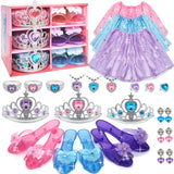 Princess Dress Up for Girls - Toddlers Clothes with Skirts, Shoes, Crown & Play Jewelry, Princess Costume Toys for Girls Age 3,4