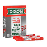 Dixon Industrial Lumber Marking Crayons, 4.5 x 1/2 Hex, Soft-Red, 12-Pack (52012)