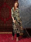 Anni Designer Women'S Cotton Blend Straight Printed Kurta With Pant (Rai Black-Nw_L_Black_Large),Black,L,,,