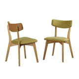 Christopher Knight Home Abrielle Mid-Century Modern Fabric Dining Chairs with Natural Oak Finished Rubberwood Frame, 2-Pcs Set,