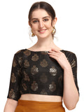 Oomph! Women's Art Silk Half Sleeve Blouse (rbbl167s_Jet Black_S)