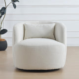 KINWELL 34 Wide Sherpa Swivel Barrel Chair, No Assembly Round Boucle Upholstered Accent Chair Armchair Single Sofa Chair with To