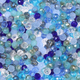 Songxi 300pcs 6mm Blue Glass Beads for Jewelry Making, 5 Style 3 Size Crystal Beads for Bracelets Jewelry Making, Spacer Beads f