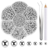 NACHLYNN 6480 Pcs Flat Back Pearl 7 Sizes Sparkling Silver AB Half Round Beads for Crafts Embellishment - Peach Flatback Pearls