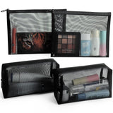 besharppin 4 Pack Mesh Cosmetic Bags, Nylon Mesh Makeup Bags Set, Multipurpose Makeup Pouches, Travel Essentials Beauty Bag Set(