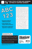 Headline Sign 31812 StickOn Vinyl Letters and Numbers, White, 1/2Inch, Made in USA