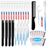 Newtay 50 Sets Disposable Toothbrush Floss Comb Kits Individually Wrapped