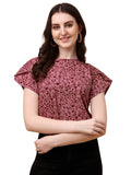 Wedani Women'S Casual Short Sleeves Round Neck Foral Top (Small Brown),Brown,S