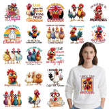 Shejdgart Dtf Transfers Ready to Press - 20 Pcs Funny Chicken Iron on Patches for T-Shirts, Farmhouse Humorous Sarcastic Heat Tr