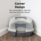 IRIS USA Corner Cat Litter Box Enclosure with Scoop, Small Cat Litter Box with Lid, Corner Litter Box Enclosure for Kittens to M