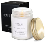 Craft & Kin Palo Santo Scented Candle | 8 Oz 45 Hour Long Lasting | Classic Soy Spring Scented Candles Wood Wick | Made with Nat