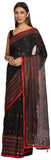 Anni Designer Womens Jute Silk Printed Mirror Embroidery Black Saree With Blouse,Black,Free Size