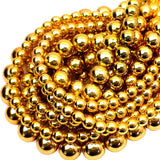 Oameusa 10mm Yellow Hematite Beads Round Beads Gemstone Beads Loose Beads Agate Beads for Jewelry Making 15 1 Strand per Bag-Who