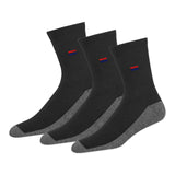 Navysport MenS Crew Length Cushion Cotton Socks (Pack Of 3) (SfHtb3Pk_Black And Grey, Free Size)