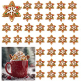 Realspring 60 Pcs Christmas Miniatures for Crafts Gingerbread Snowflake Christmas Decorations Miniature Figurines Mini Resin Gin
