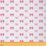 jejeloiu Bowknot Fabric by The Yard Pink Bow Upholstery Fabric for Sewing Crafting Bow-tie Waterproof Indoor Outdoor for Home DI