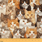 jejeloiu Cats Fabric by The Yard Cute Cat Print Upholstery Fabric for Sewing Crafting Kawai Animals Waterproof Indoor Outdoor De