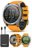 PlayBetter Garmin Fenix 8 AMOLED Sapphire (51mm, Titanium/Spark Orange) Multisport GPS Smartwatch Bundle - 1.4Touchscreen, B