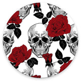 Mouse Pad, Sugar Skull Red Rose Customized Premium-Textured Round Mouse Pad, Washable Mousepads with Non-Slip Rubber Base Comput