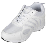 CALTO Men's Invisible Height Increasing Elevator Shoes - White Leather/Mesh Lace-up Super Lightweight Trainer Sneakers - 3 Inche