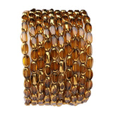 DADIFEN Glass Rice Beads Clear Brown 4x6mm 50pcs Faceted Oval Golden Edge Crystal Loose Beads for DIY Craft Jewelry Making