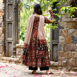 Gosriki Women'S Rayon Viscose Anarkali Printed Kurta With Pant & Dupatta (Ziha Multi-Gs_L_Multicolor_Large),Multicolour,,B0DXKYXSP2