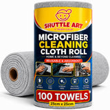 Shuttle Art 2Pcs Reusable Kitchen Towel Roll, 100 Sheets Grey Microfiber Cleaning Cloth Roll 20000+ Washes Kitchen Wipes, Ultra