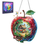 Ginfonr Diamond Painting Kits Hanging Pendant, Apple Diamond Art Kits for Adults, Special Shaped Rhinestone Magic House Diamond