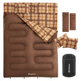 KingCamp Double Sleeping Bag for Adults, Queen Size 2 Person XXL Flannel Sleeping Bag, Waterproof Lightweight Flannel Quilt with