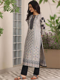 Libas Women'S Silk Blend Kurta Set (36987_Grey Grey 2Xl